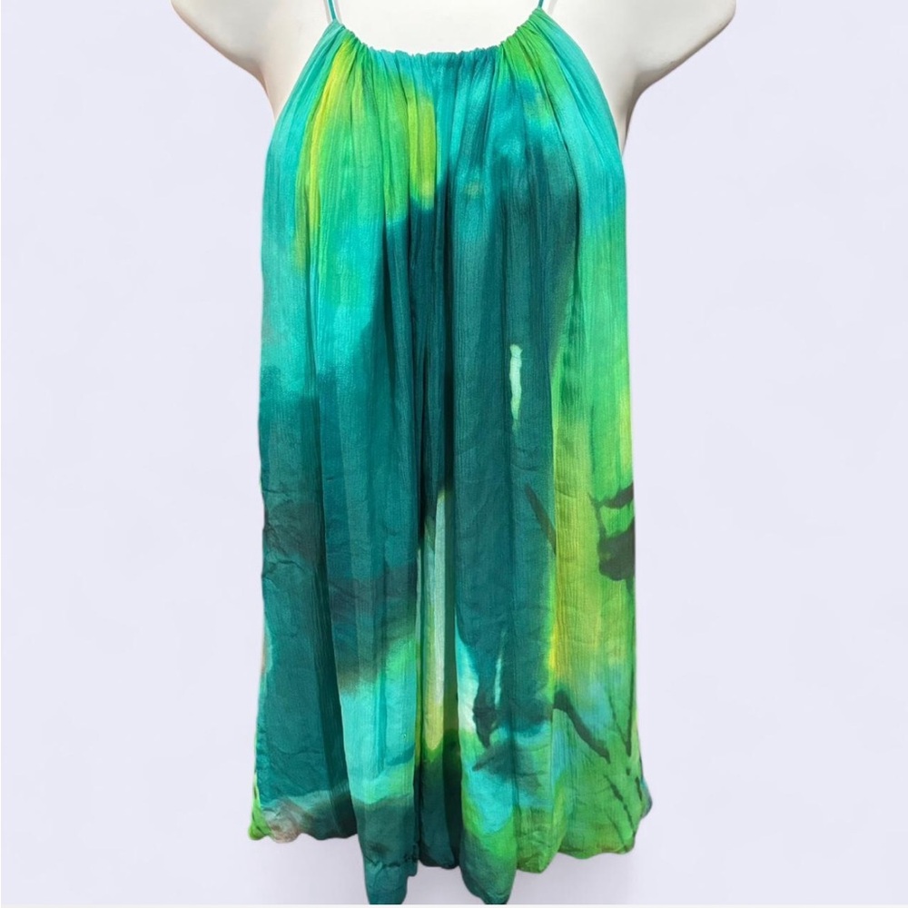 BCBGMaxAzria Teal and Lime A-Line Skirt